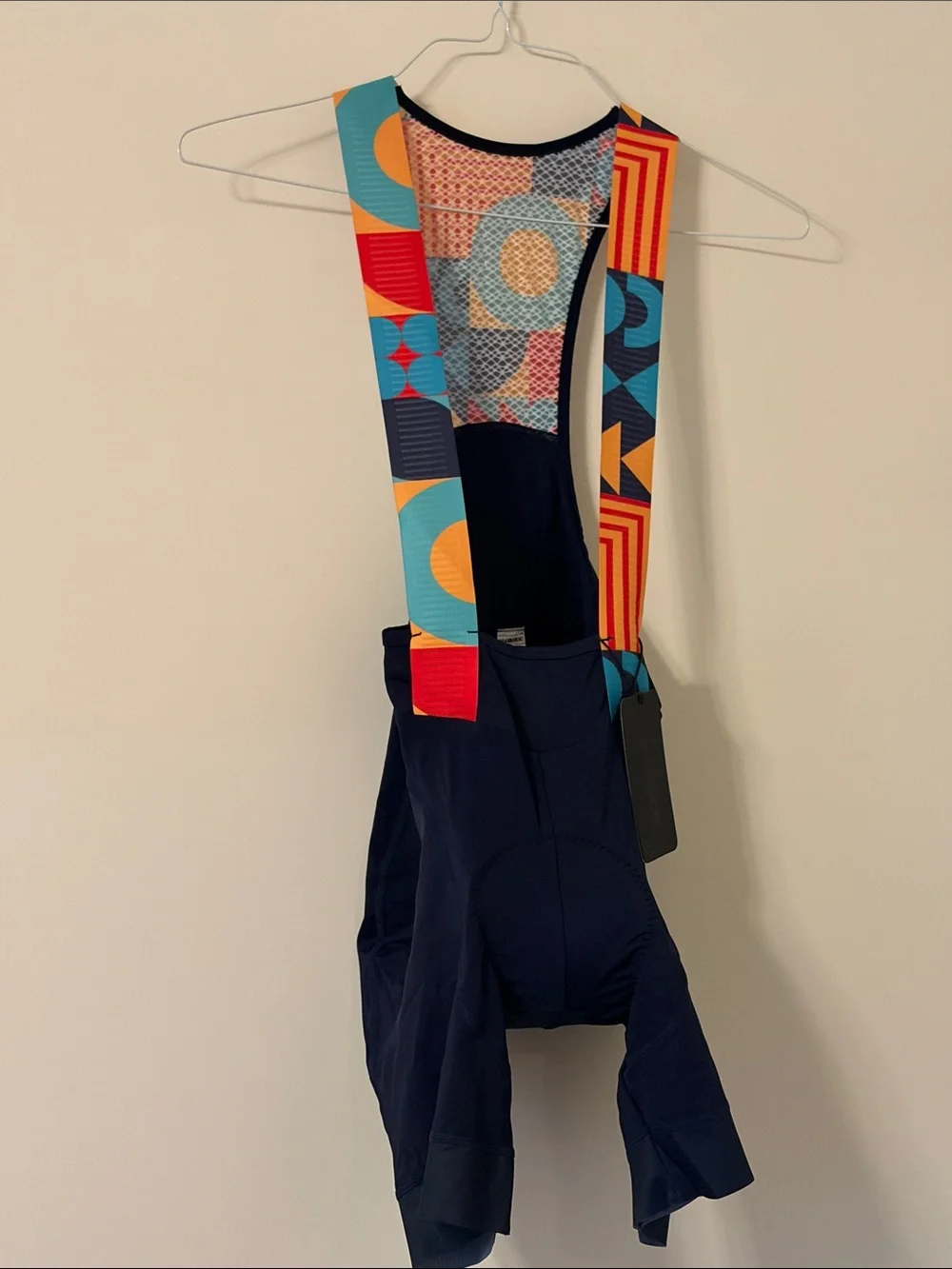 Men's Navy Cycling Bib Shorts with Multicolor Straps